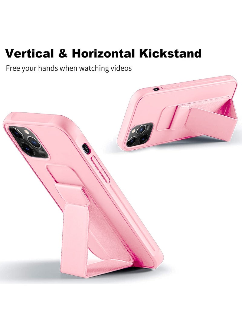 Wtech Hand Grip Foldable Magnetic Kickstand Wrist Strap Finger Grip With Built-In Iron Case Cover For Apple iPhone 15 Pro Max 2023 Light Pink  - Image 2
