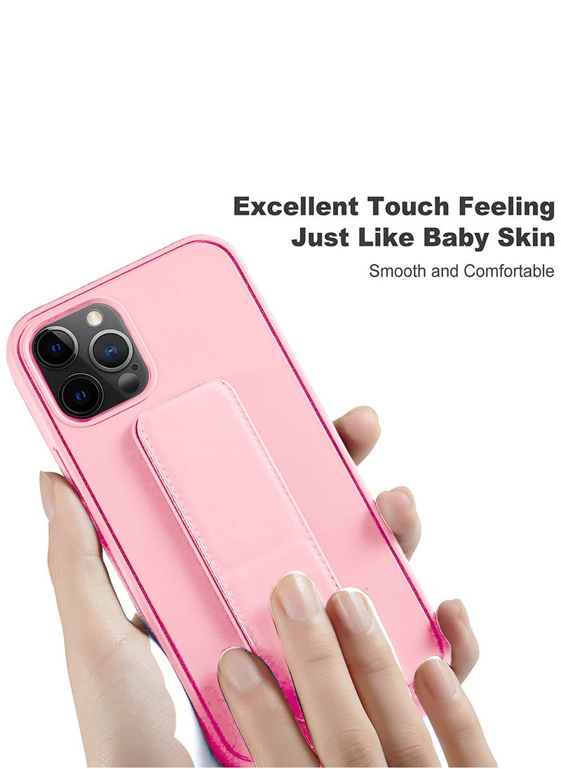 Wtech Hand Grip Foldable Magnetic Kickstand Wrist Strap Finger Grip With Built-In Iron Case Cover For Apple iPhone 15 Pro Max 2023 Light Pink  - Image 4