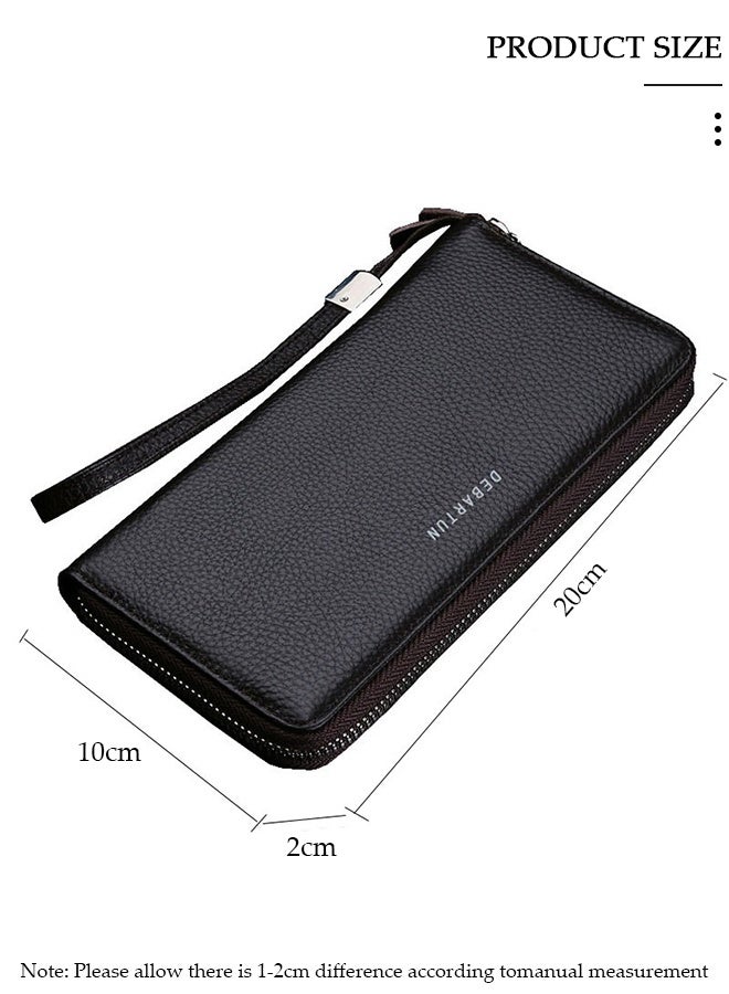DUNISO Clutch bag for Men, Long PU Leather Business Wallet,Professional Slim Mens Handbag with Multiple Card Slots High-quality Zipper, Large Capacity Soft Pocket for Passport, Phone, Essentials - Image 2