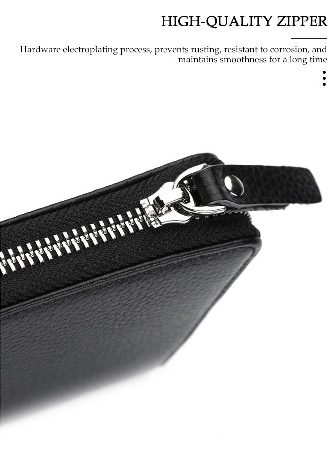 DUNISO Clutch bag for Men, Long PU Leather Business Wallet,Professional Slim Mens Handbag with Multiple Card Slots High-quality Zipper, Large Capacity Soft Pocket for Passport, Phone, Essentials - Image 3