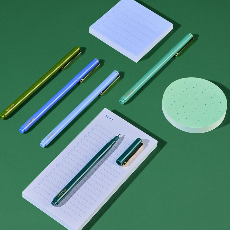 Post-it Noted by Post-it Printed Notes Gift Box, 4 Piece Set, Cool Colors, Includes Round Sticky Notes, Square Sticky Notes, Mini List Sticky Notes, 3-Pack Pens (NTD-Box-SGR) - Image 2