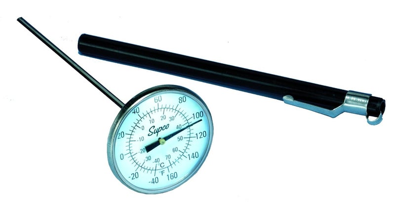ST08 Stainless Steel Pocket Dial Thermometer, 5" Stem, 1-3/4" Dial, -40 to 160 Degrees F