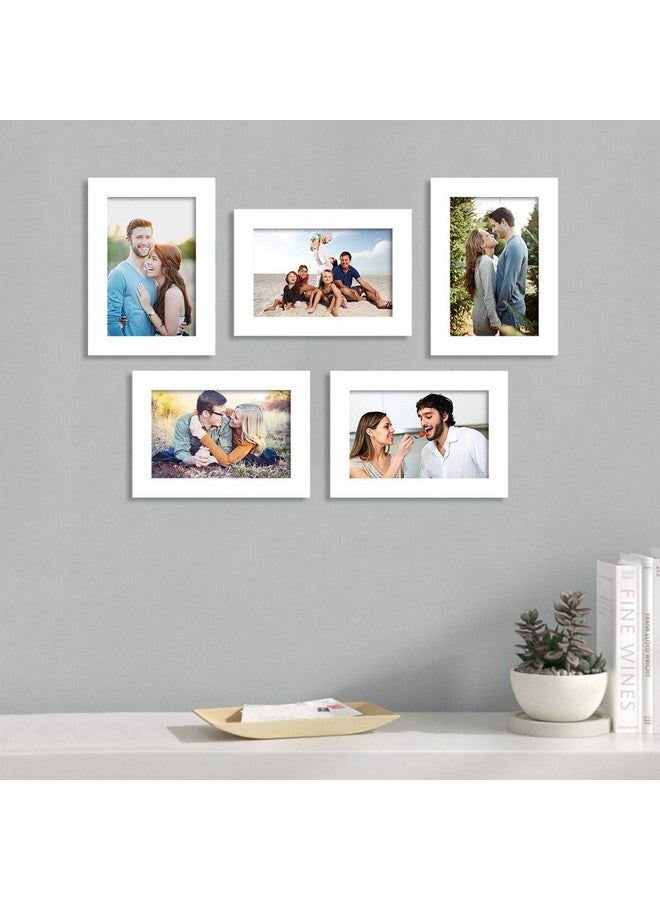 Art Street and Painting Mantra Unite Set of 5 Individual Photo Frame/Wall Hanging for Home Decor - White, Wood, Rectangular - Image 1