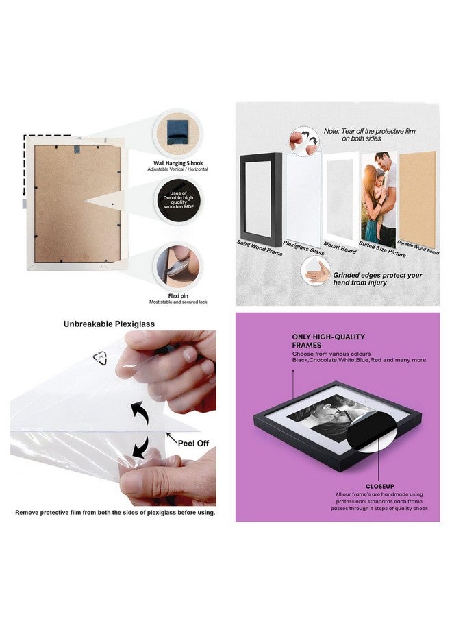 Art Street and Painting Mantra Unite Set of 5 Individual Photo Frame/Wall Hanging for Home Decor - White, Wood, Rectangular - Image 5