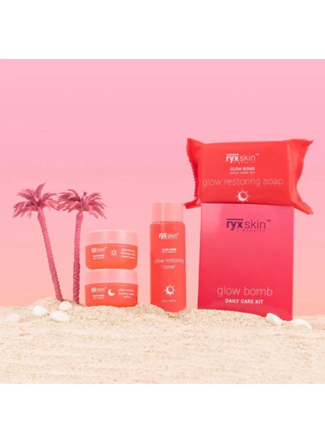 ryxskin sincerity Glow Bomb Daily Skin Care Kit by RYX Skin with Glow Restoring Soap Facial Toner Morning Cream and Evening Cream Complete Beauty Routine for Smooth Fresh and Glowing Looking Skin - Image 1