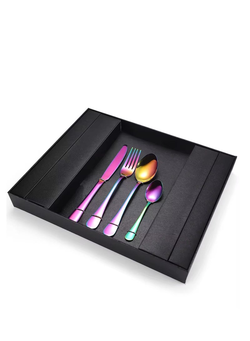 طقم أدوات مائدة من الفولاذ المقاوم للصدأ مكون من 24 قطعة قوس قزح - Image 4