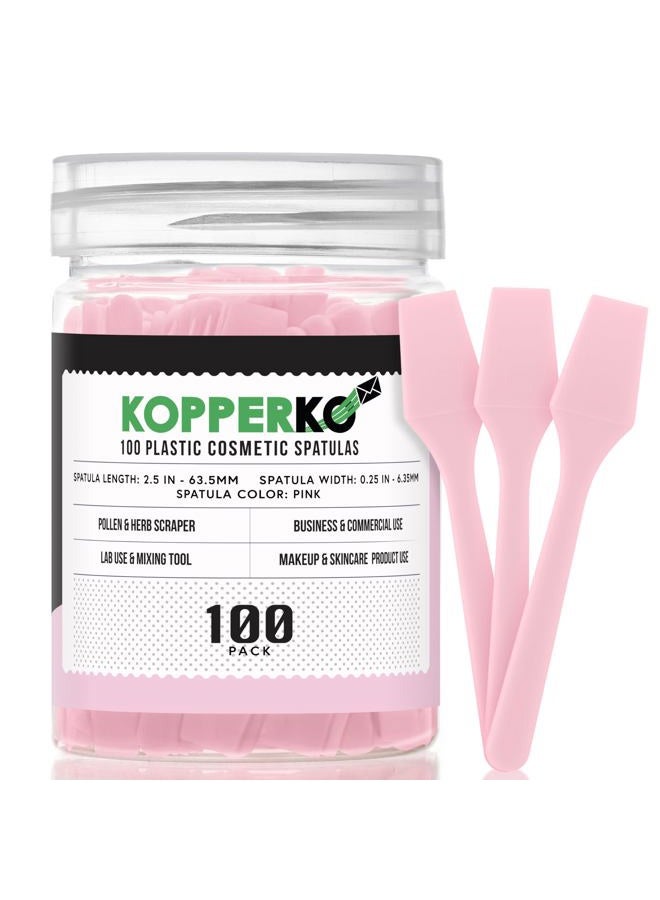 Kopperko Cosmetic Spatulas (2.5”, 100 Pack) - Small Plastic Spatula for Cosmetics, Creams & Crafts | Essential Esthetician Supplies | Makeup Spatula or Multipurpose Mini Applicator for Skincare | Pink - Image 1