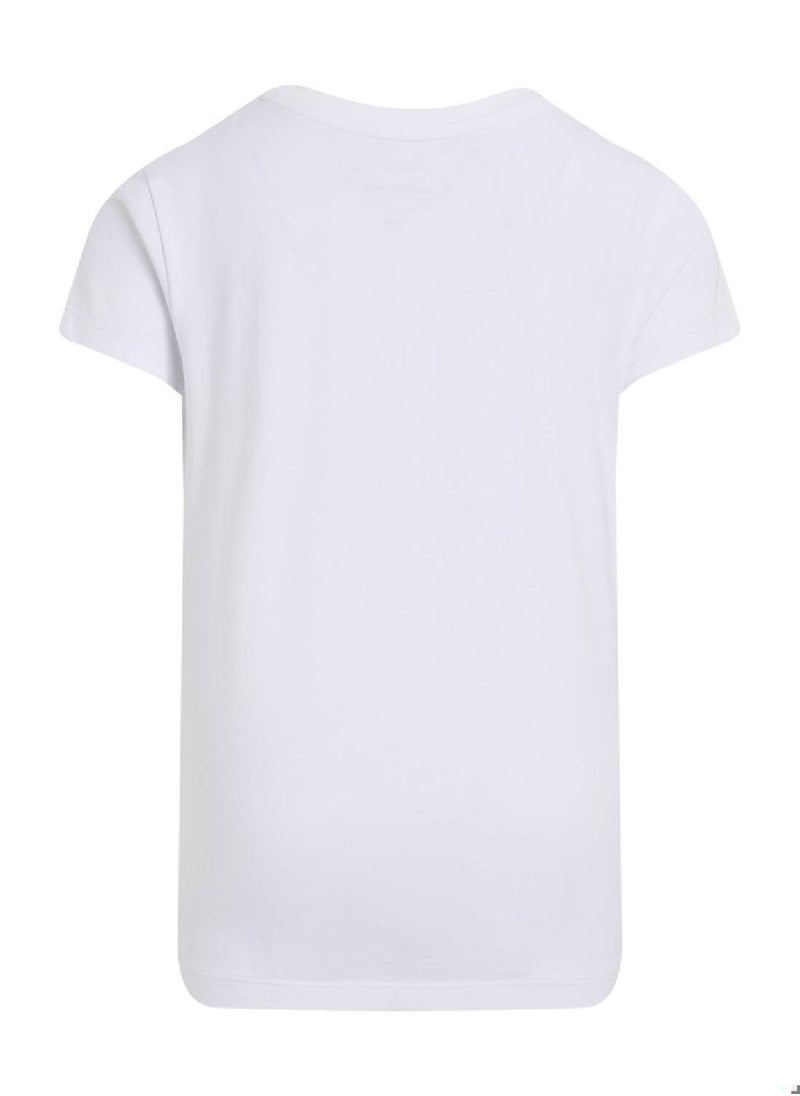 Calvin Klein Jeans Girls' Slim Flower Appliqué T-Shirt - Cotton, White  - Image 5