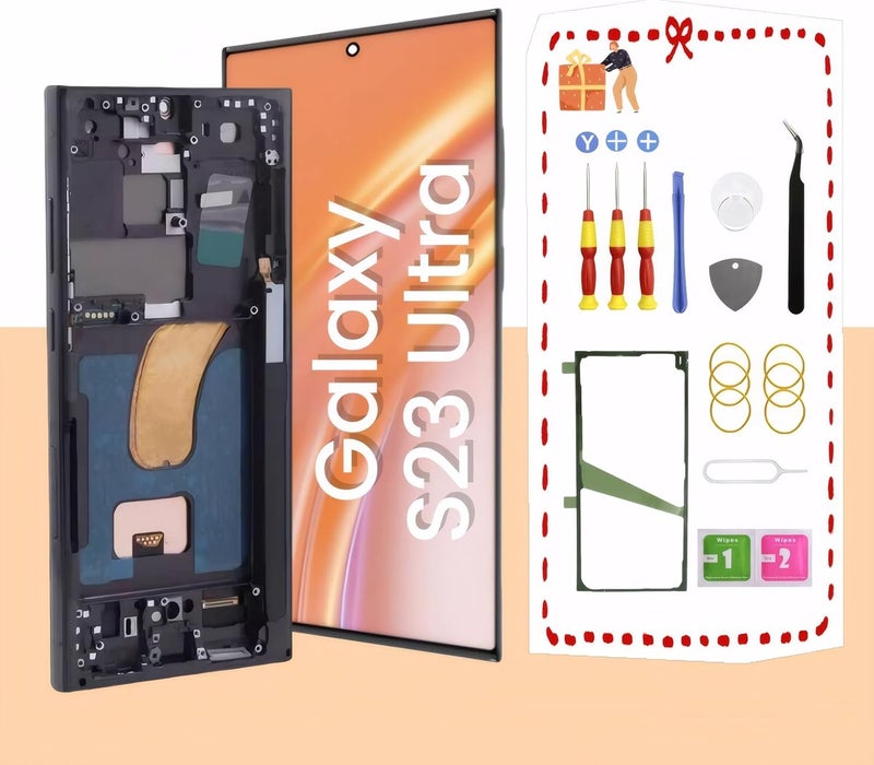 LNONLS Store شاشة عرض LCD بديلة TFT لجهاز سامسونج جالاكسي S23 ألترا 5G مع أدوات الإطار S918U S918A النسخة الأمريكية بدون بصمة - Image 1