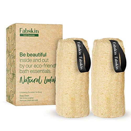 FABSKIN Natural Loofah Scrubber for bathing For Men and Women - Pack Of 2 - Indian Natural Organic Bath Scrubber For Body - Image 1