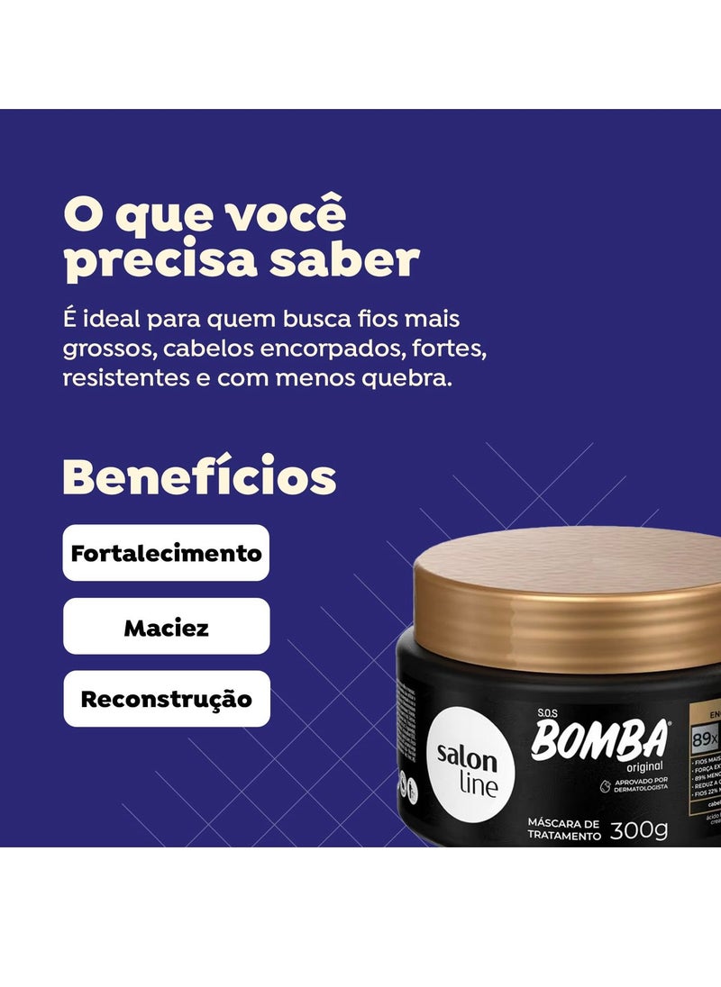 Salon Line - Salon Line - Linha SOS Bomba (Forca e Engrossamento) - Mascara Hidratante 300 Gr - (SOS Bomb (Strength and Thickening) - Moisturizing Mask Net 10.58 Oz) - Image 1