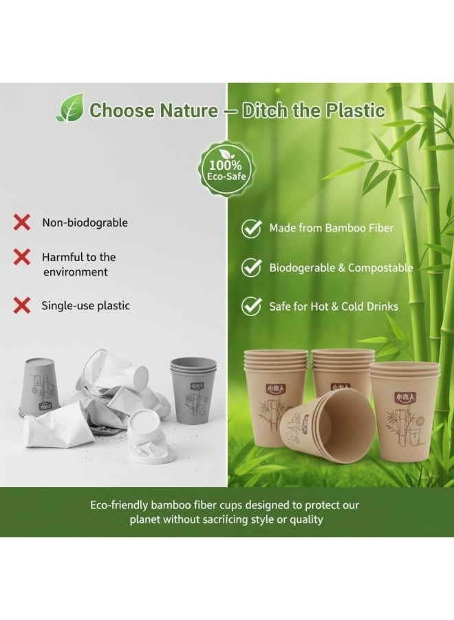 80 Pcs Bamboo Fiber Disposable Paper Cups 8 oz / 235 ml – Plastic-Free, Biodegradable Disposable Drink Cups & Compostable Beverage Paper Cups for Hot & Cold Drinks, Sustainable Coffee Cups for Home, Office, Party, Catering & Outdoor Use - Image 5