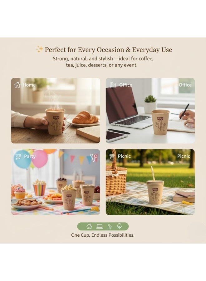 80 Pcs Bamboo Fiber Disposable Paper Cups 8 oz / 235 ml – Plastic-Free, Biodegradable Disposable Drink Cups & Compostable Beverage Paper Cups for Hot & Cold Drinks, Sustainable Coffee Cups for Home, Office, Party, Catering & Outdoor Use - Image 4