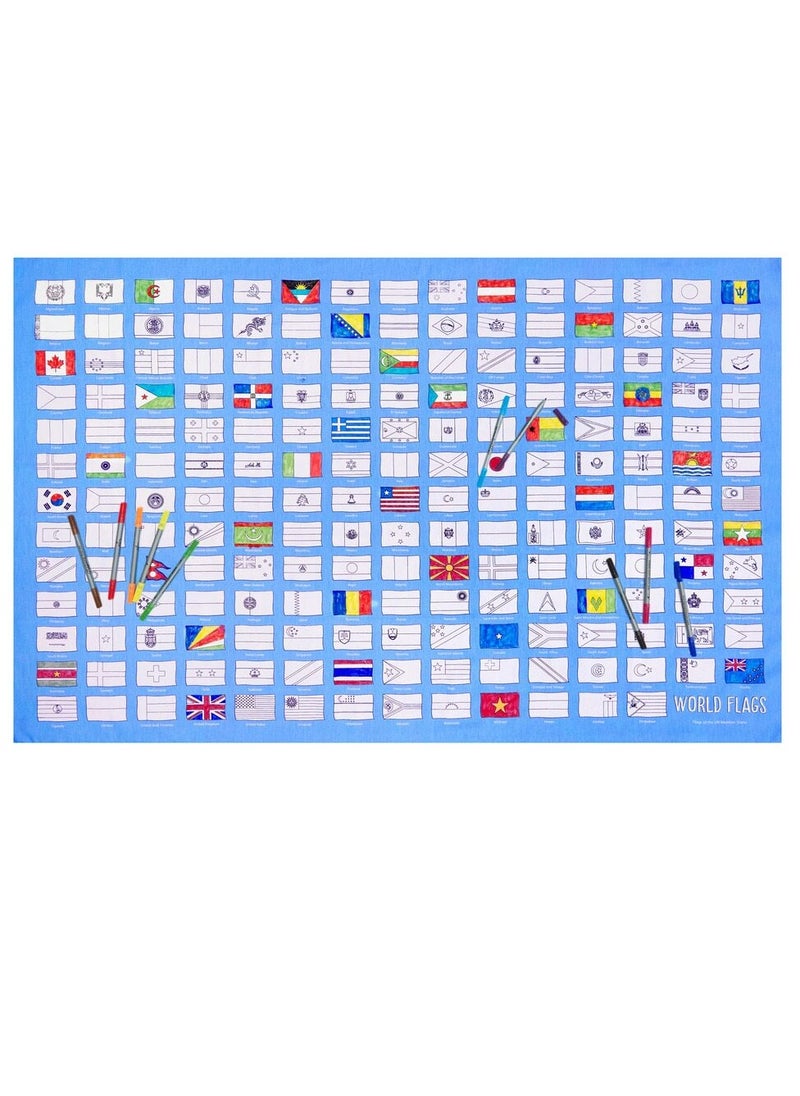 eatsleepdoodle Coloring Tablecloth, World Flag  - Image 1