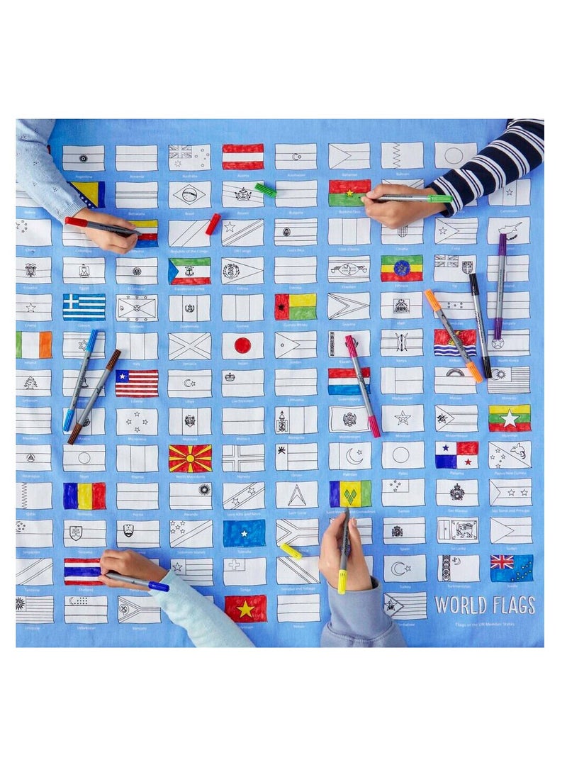 eatsleepdoodle Coloring Tablecloth, World Flag  - Image 2