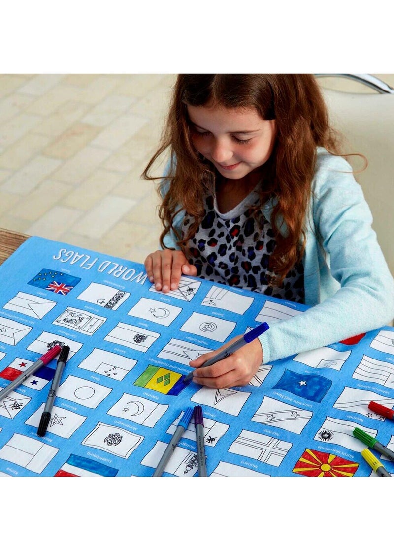 eatsleepdoodle Coloring Tablecloth, World Flag  - Image 3