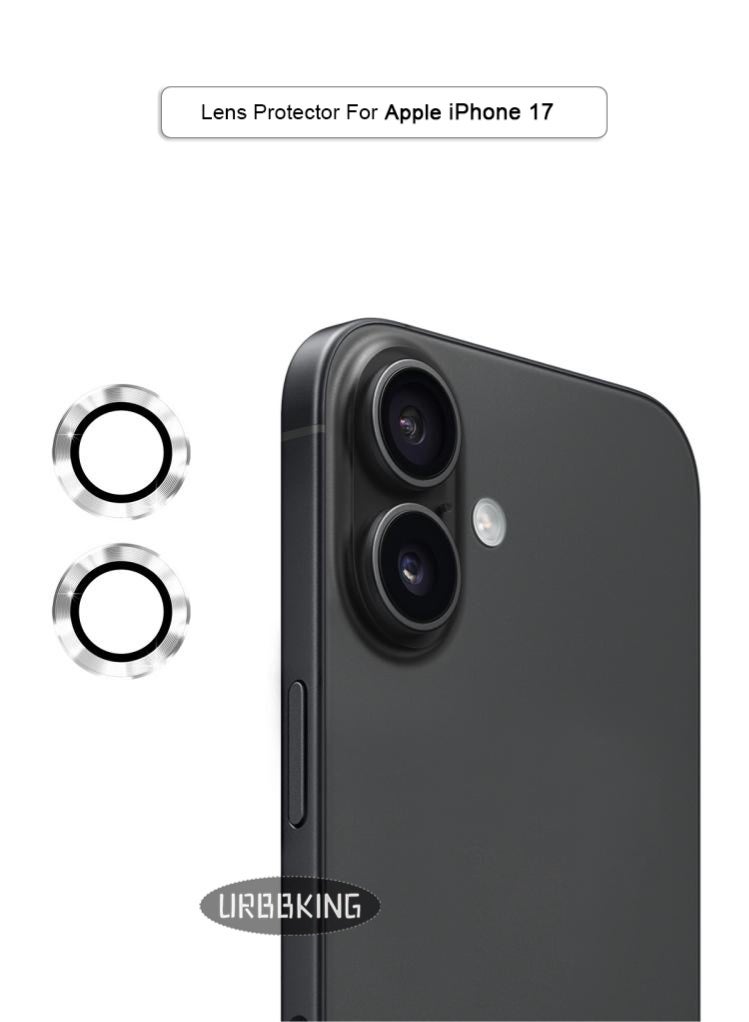 يوارب كينج iPhone 17 سبيكة الألومنيوم الفضية مضادة للخدش غطاء حماية عدسة الزجاج المقوى - Image 1