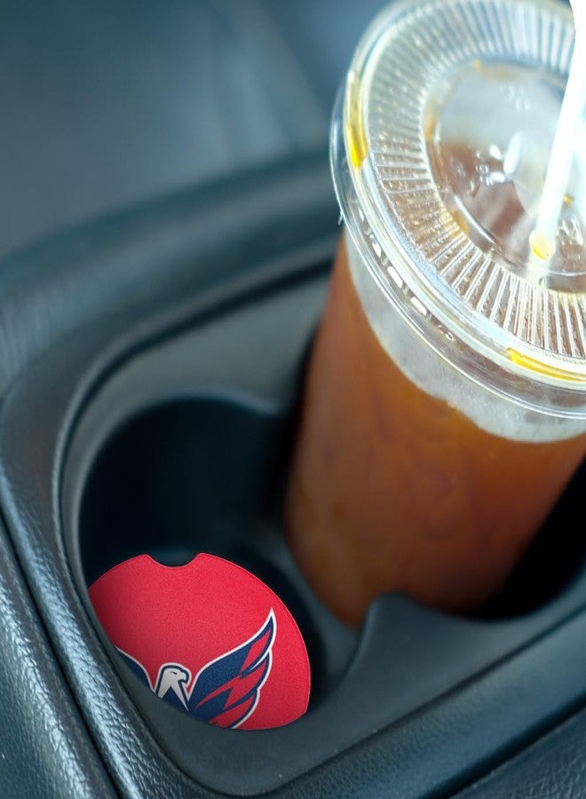 GRAPHICS & MORE NHL Washington Capitals Logo Car Coasters, Pack of 2, 2.5" Ceramic Stone, Drink Coaster for Cup Holders with Finger Notch - Image 4