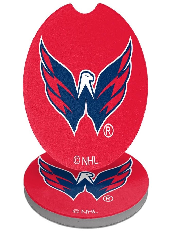 GRAPHICS & MORE NHL Washington Capitals Logo Car Coasters, Pack of 2, 2.5" Ceramic Stone, Drink Coaster for Cup Holders with Finger Notch - Image 1