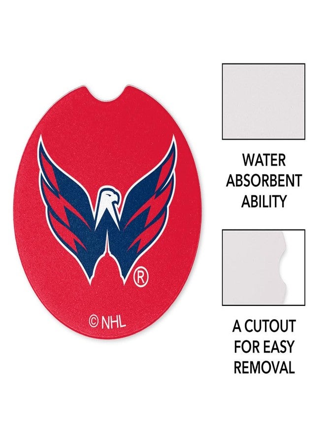 GRAPHICS & MORE NHL Washington Capitals Logo Car Coasters, Pack of 2, 2.5" Ceramic Stone, Drink Coaster for Cup Holders with Finger Notch - Image 2