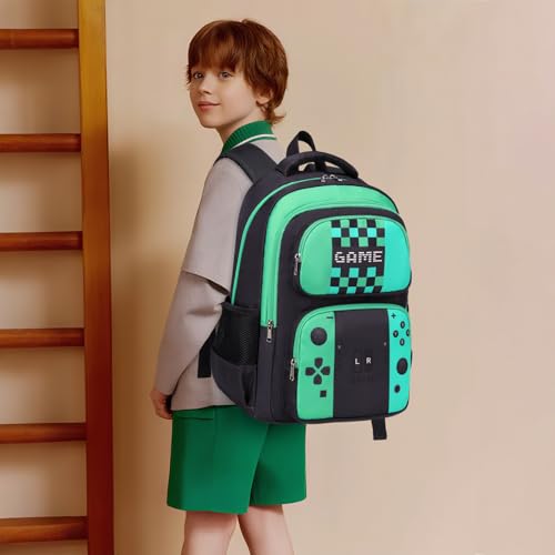 JIANYA Boys Backpack for School Gamer School Bag for Elementary Kids Children 3pcs Boys Backpack with Lunch Box Pencil Case - Image 3
