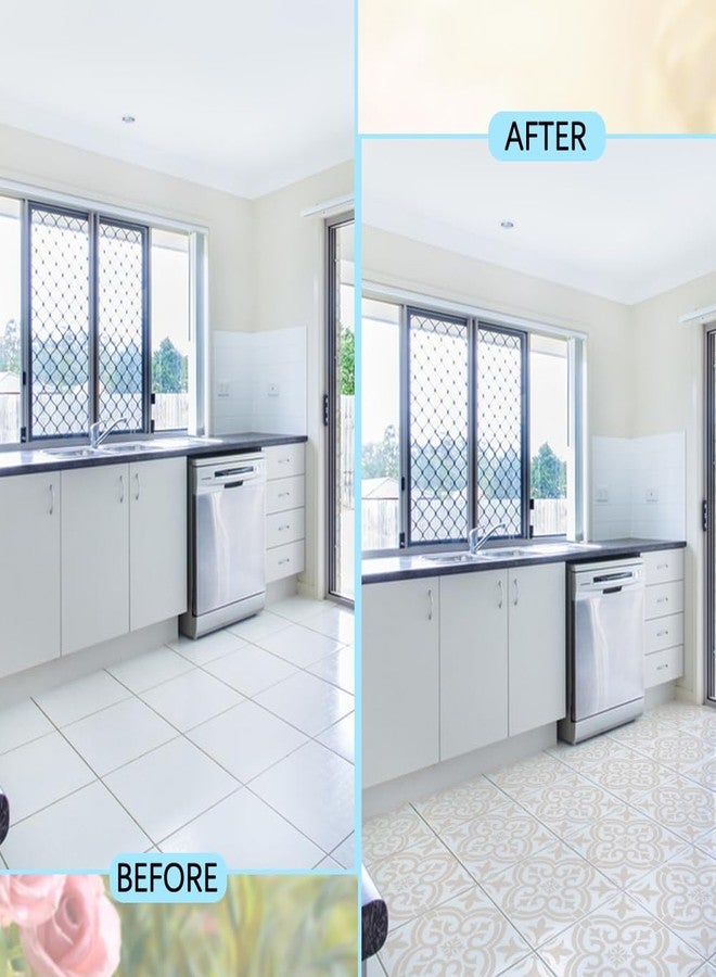 سورس تون مجموعة من 7 قوالب بلاط وفرش خشبية، قوالب جدارية ماندالا قابلة لإعادة الاستخدام من SourceTon مقاس 12 × 12 بوصة للرسم مع 3 فرش شعيرات - ديكور منزلي للأرضيات والجدران والخزائن - Image 4