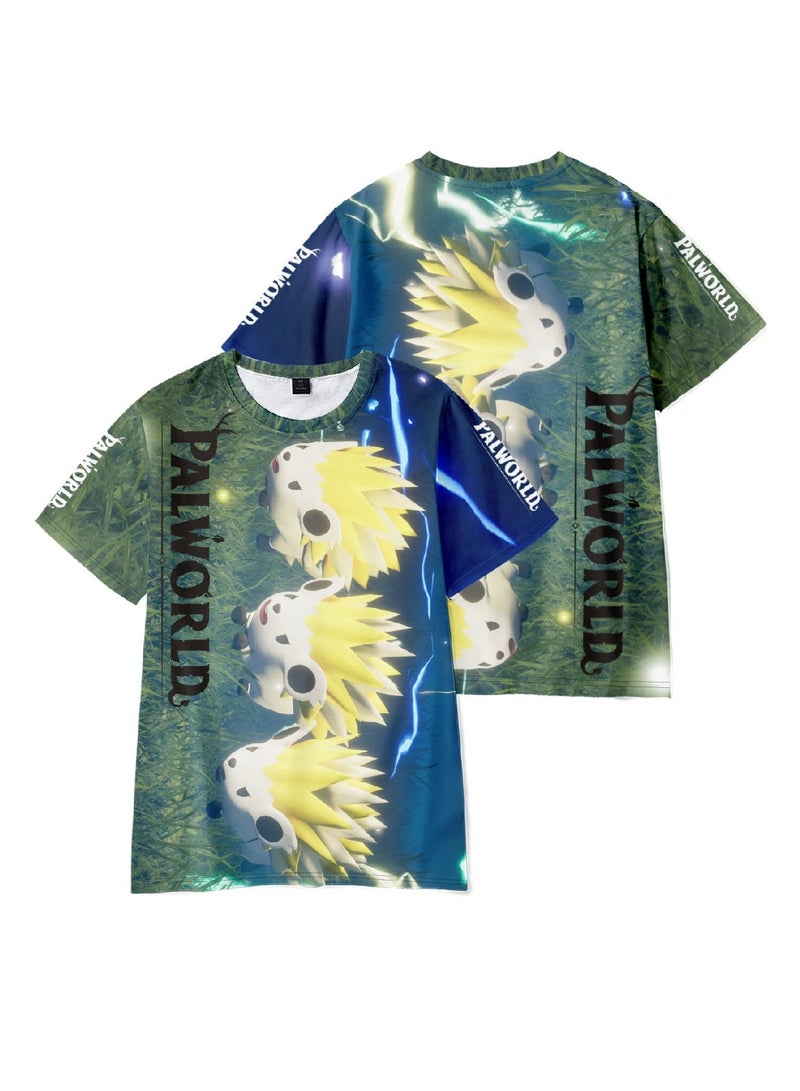 Palworld Phantom Beast Palu 3D digital printing adult and children summer short-sleeved T-shirt - Image 3