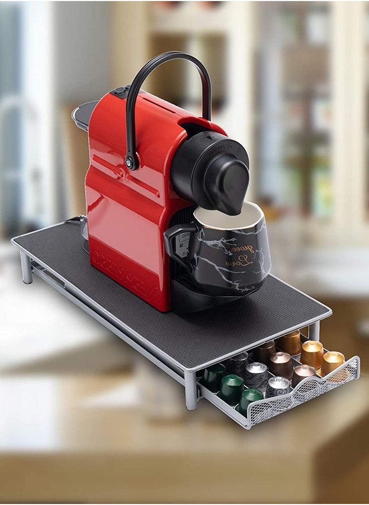 URbazaar Coffee Pod Holder and Coffee Machine Stand Anti Vibration Non Slip Surface Mesh Drawer Rack for 40Pcs Nespresso Espresso Capsules  - Image 1