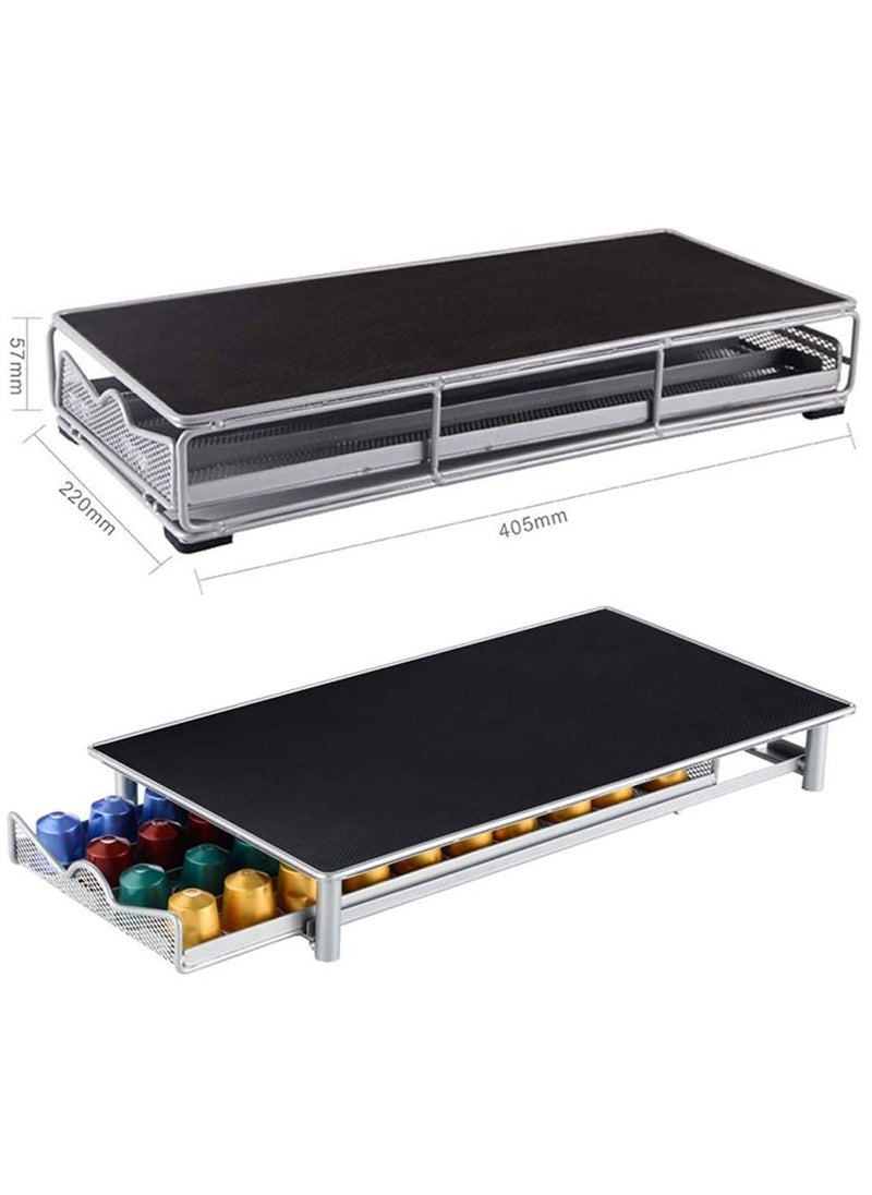 URbazaar Coffee Pod Holder and Coffee Machine Stand Anti Vibration Non Slip Surface Mesh Drawer Rack for 40Pcs Nespresso Espresso Capsules  - Image 4