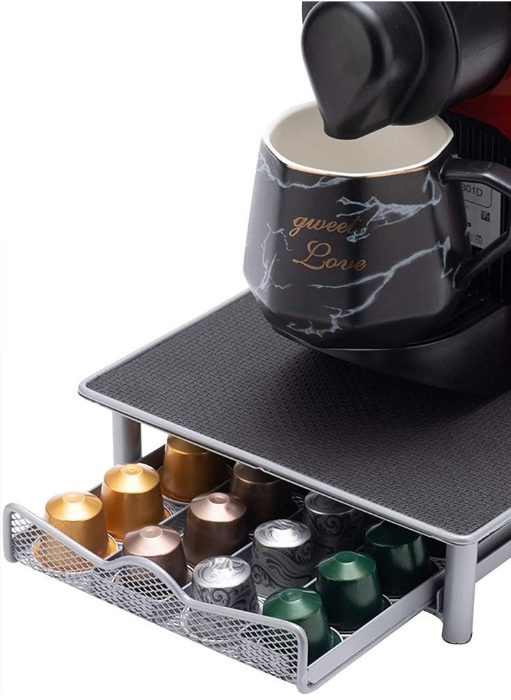 URbazaar Coffee Pod Holder and Coffee Machine Stand Anti Vibration Non Slip Surface Mesh Drawer Rack for 40Pcs Nespresso Espresso Capsules  - Image 5