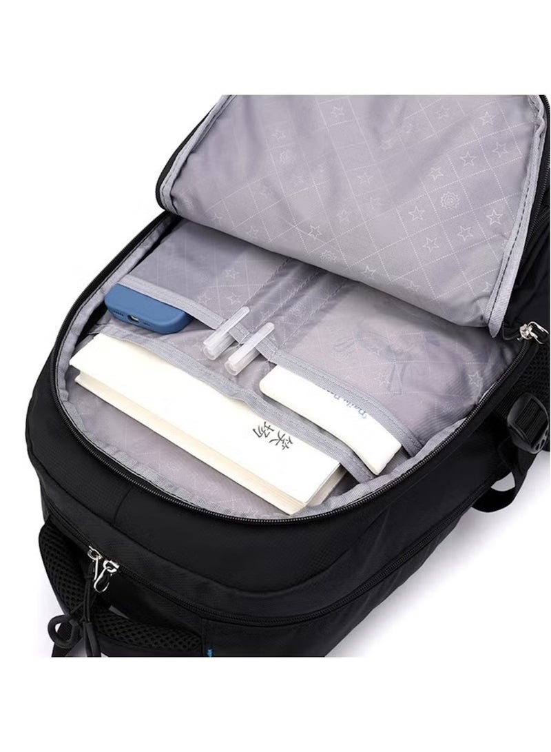 Huitich 6-Wheel Trolley School Backpack for Boys – Black & Blue  - Image 3
