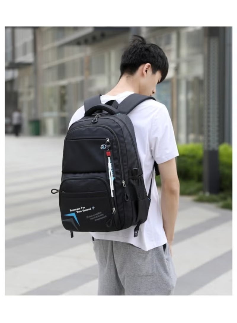 Huitich 6-Wheel Trolley School Backpack for Boys – Black & Blue  - Image 5