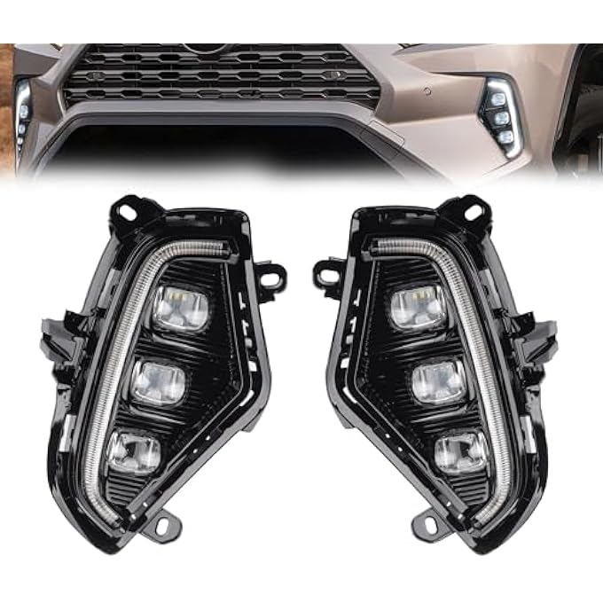 Dasbecan مجموعة مصابيح الضباب LED النهارية DRL متوافقة مع تويوتا راف 4 2019 2020 2021 - Image 2