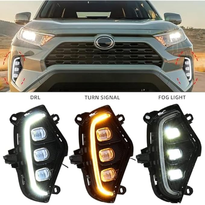 Dasbecan مجموعة مصابيح الضباب LED النهارية DRL متوافقة مع تويوتا راف 4 2019 2020 2021 - Image 5