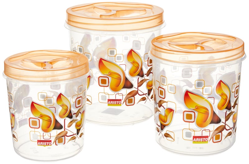 Aristo Plastic Store Queen Air-Tight Storage Container Set Of 3,Tranparent, 1400 ml, Transparent - Image 1
