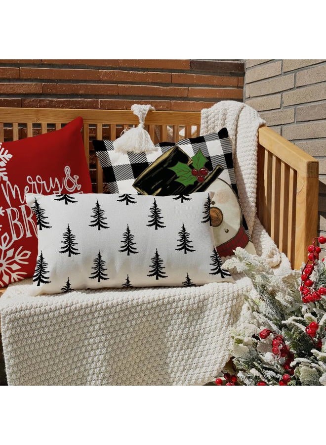GEEORY Lumbar Cushion Cover Christmas Tree Winter Holiday Farmhouse Sofa Cushion Cover 12x20 Inch - Image 2