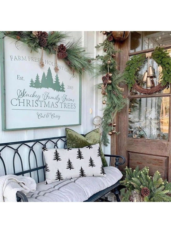 GEEORY Lumbar Cushion Cover Christmas Tree Winter Holiday Farmhouse Sofa Cushion Cover 12x20 Inch - Image 3