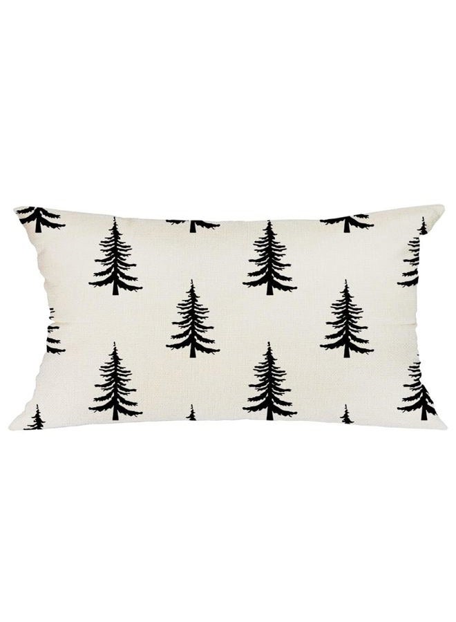 GEEORY Lumbar Cushion Cover Christmas Tree Winter Holiday Farmhouse Sofa Cushion Cover 12x20 Inch - Image 1