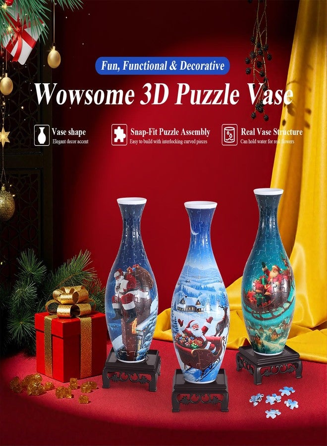 wowsome 3D Puzzle Vase for Adults, Jigsaw Puzzle Vase for Flower, Art Puzzles Gift for Women House Flowers Arrangements and Home Decoration (Santa Moon) - Image 2