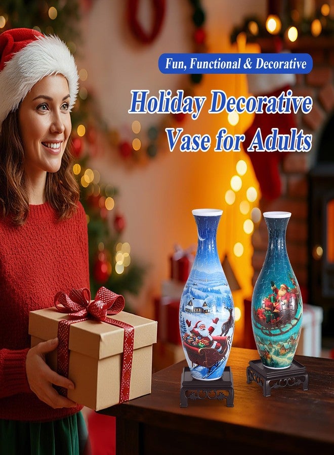 wowsome 3D Puzzle Vase for Adults, Jigsaw Puzzle Vase for Flower, Art Puzzles Gift for Women House Flowers Arrangements and Home Decoration (Santa Moon) - Image 3