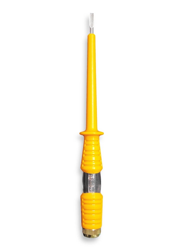 ABC - Electrical testing screwdriver with built-in indicator light 500V that automatically lights up when an electric current is detected, made of plastic for high-quality insulation, sharp flat head suitable for simple screwing and tightening, as well as testing function - Image 1