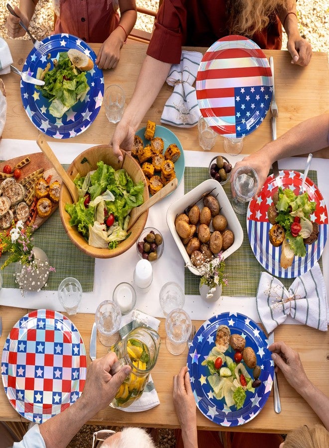 FYSUIMU Patriotic Foil Paper Plates American Flag Star Stripe Disposable Plates 9 Inch 4th of July Red Blue Party Tableware for 250th Anniversary Independence Day Holiday Table Decor Supplies, 24 Pcs - Image 5