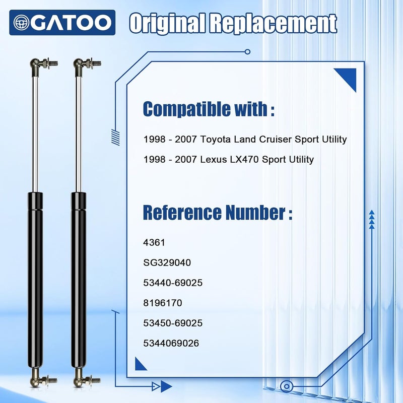OGATOO Front Hood Struts Lift Supports for Toyota Land Cruiser & Lexus LX470 - Image 2