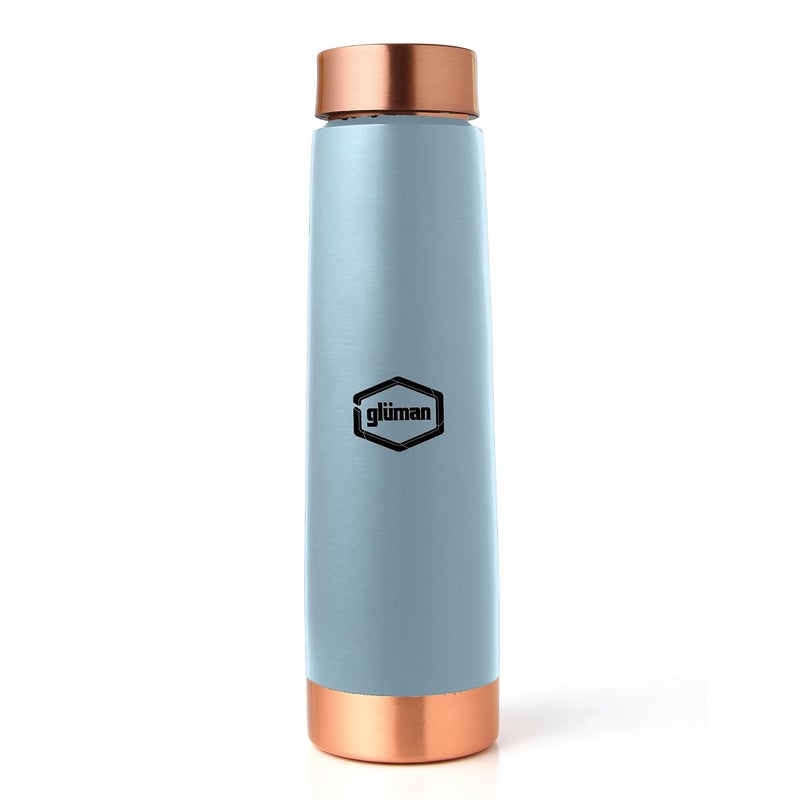 Gluman CoPura Copper Water Bottle 900 ml Water Bottle For Office Water Bottle For Kids 100 Pure Copper Insulation Wide Mouth With Ergonomic Design Tamba Bottle For Home Sky Blue - Image 1