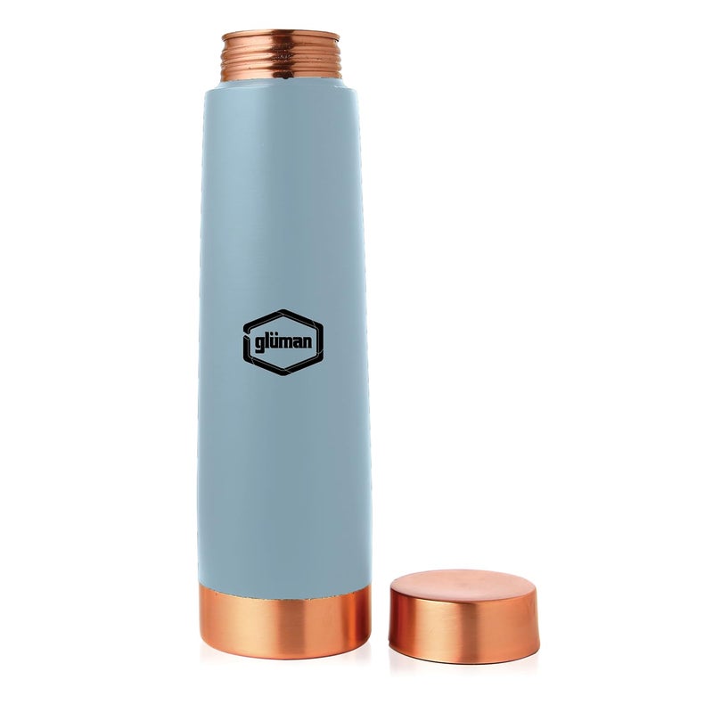 Gluman CoPura Copper Water Bottle 900 ml Water Bottle For Office Water Bottle For Kids 100 Pure Copper Insulation Wide Mouth With Ergonomic Design Tamba Bottle For Home Sky Blue - Image 2