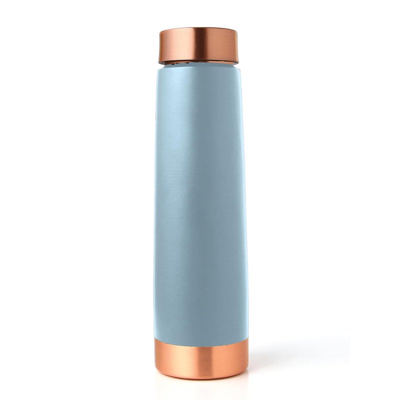 Gluman CoPura Copper Water Bottle 900 ml Water Bottle For Office Water Bottle For Kids 100 Pure Copper Insulation Wide Mouth With Ergonomic Design Tamba Bottle For Home Sky Blue - Image 3