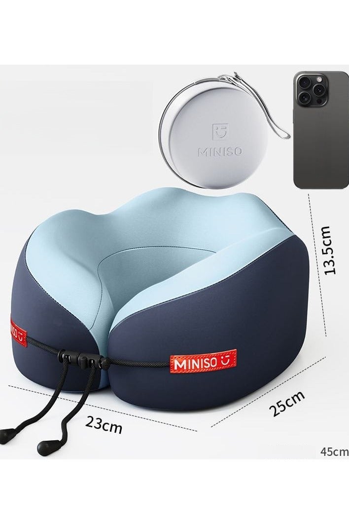 Miniso Comfortable U-Shaped Neck Pillow with Storage Bag, Durable U-Shape Slow Rebound Soft Neck Support Memory Travel Pillow, Non-Deformable Plane Pillow, Portable Neck Support Pillow for Airplane, Train, Car, Office Nap - Polyester 100., Spot-Clean, Mixed Colors, Travel Pillow - Image 1