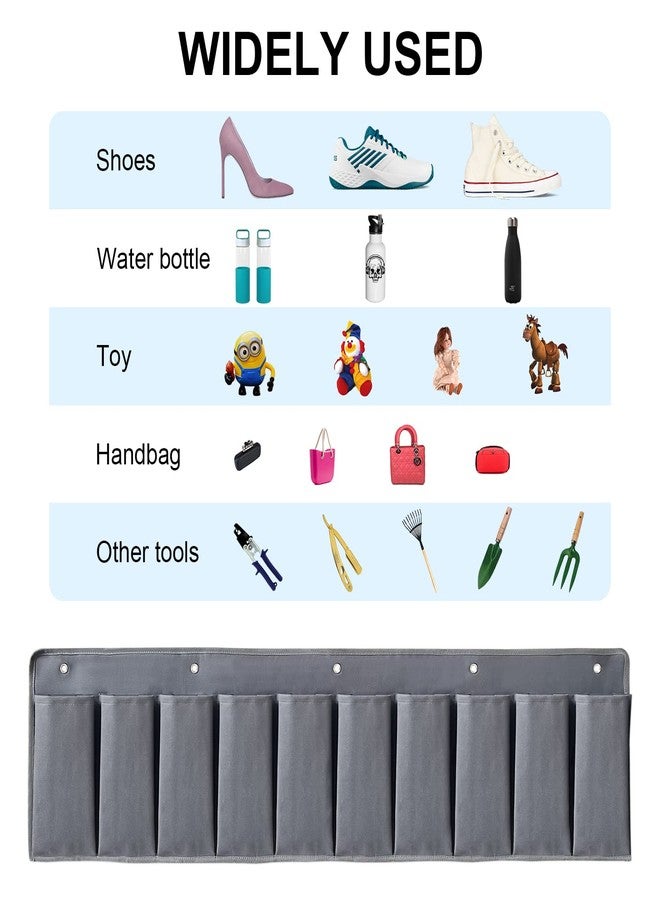 RVZONE RV Shoe Pockets 10 Pockets Heavy Hanging Bedside Storage Organizer with Sturdy Hooks Storage Pockets Hangs on bed for Shoes Toys and Tool Accessories - Image 4