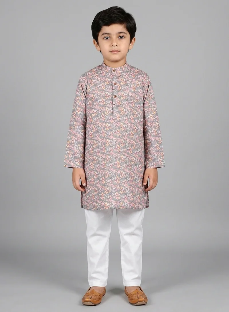 بيبي كلو Boys Festive Floral Printed Kurta Pajama Set