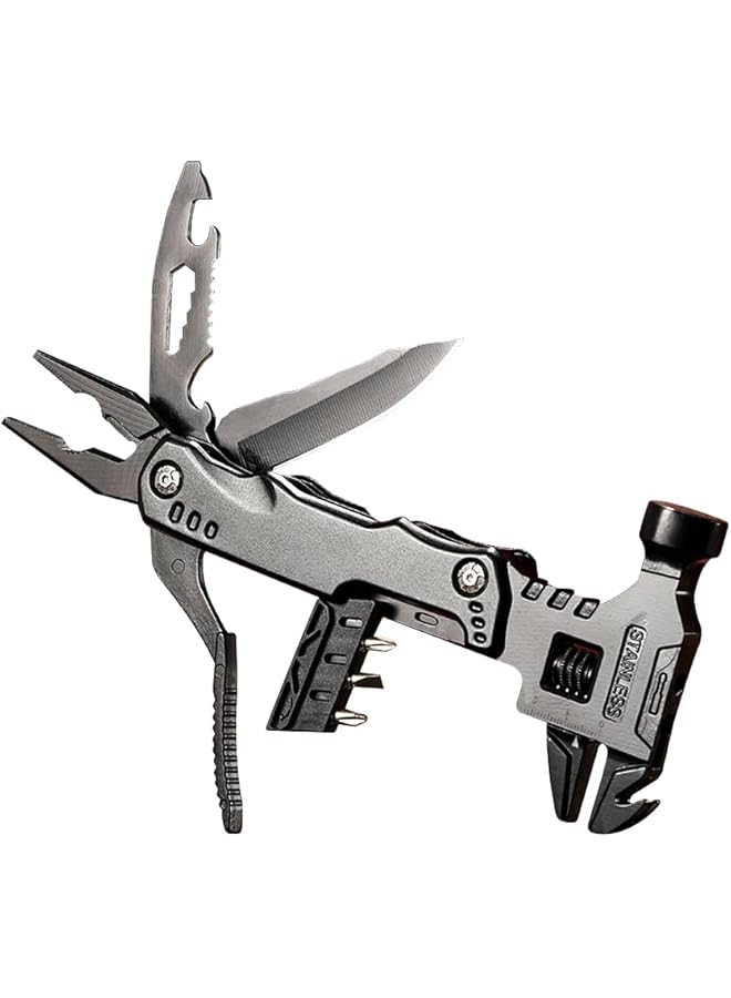 PROMASS Tool Hammer,16 in 1 Multi-Tool Camping Accessories Outdoor Survival Tools Hand Tool Screwdriver Pliers Bottle Key adjustable wrench Gifts Extra Strong High Carbon Stainless Steel - Image 1